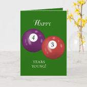 Billiard Balls 43. Geburtstag Karte (Gelbe Blume)