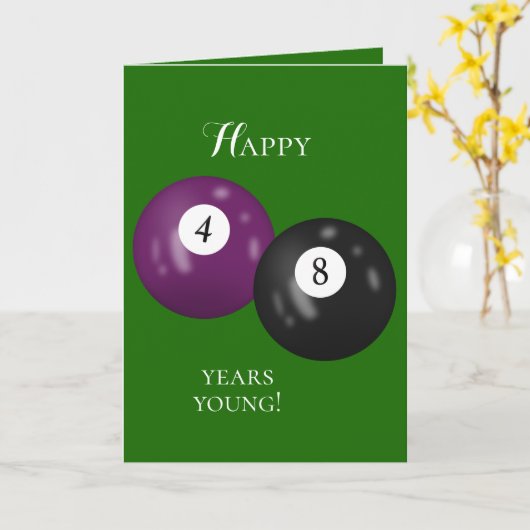 Billiard Balls 48. Geburtstag Karte (Gelbe Blume)