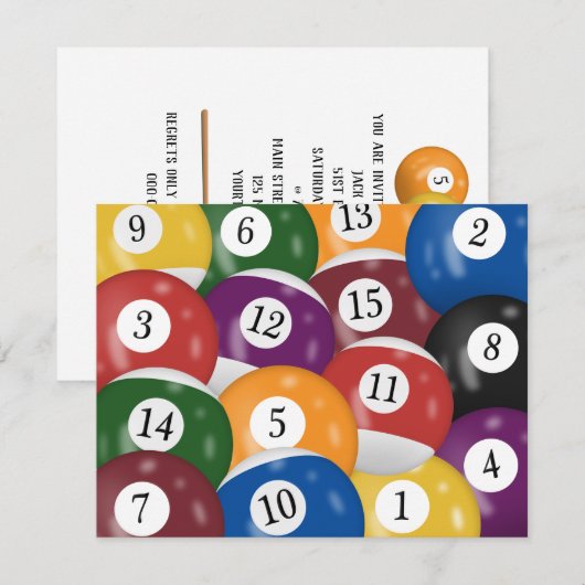 Billiard Balls 51. Geburtstag Einladung (Vorne/Hinten)