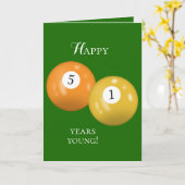 Billiard Balls 51. Geburtstag Karte (Gelbe Blume)