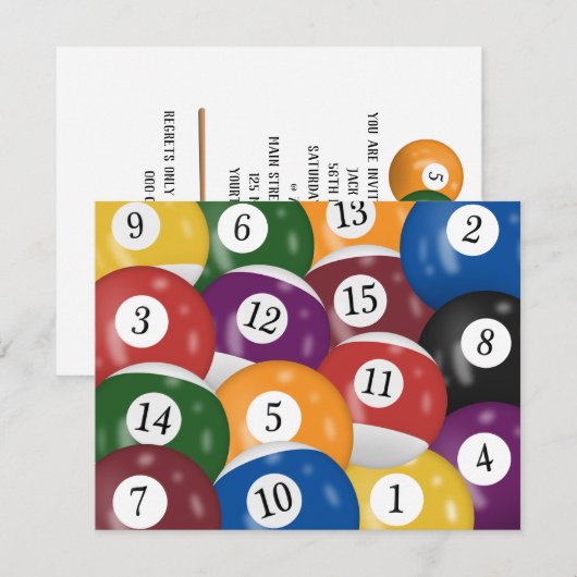 Billiard Balls 56. Geburtstag Einladung (Vorne/Hinten)