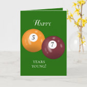 Billiard Balls 57. Geburtstag Karte (Gelbe Blume)