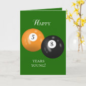 Billiard Balls 58. Geburtstag Karte (Gelbe Blume)