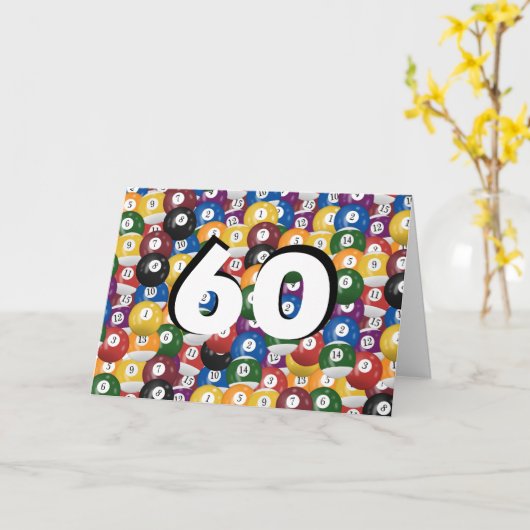 Billiard Balls 60. Geburtstag Karte (Gelbe Blume)