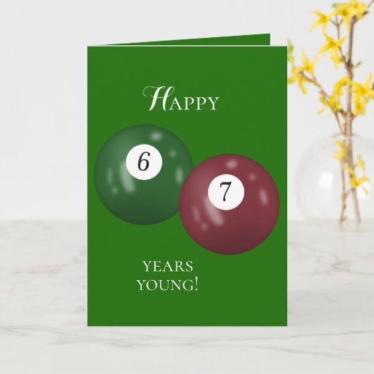 Billiard Balls 67. Geburtstag Karte (Gelbe Blume)