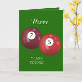 Billiard Balls 73. Geburtstag Karte (Gelbe Blume)