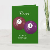 Billiard Balls 74. Geburtstag Karte (Vorderseite)