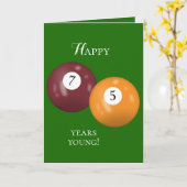 Billiard Balls 75. Geburtstag Karte (Gelbe Blume)