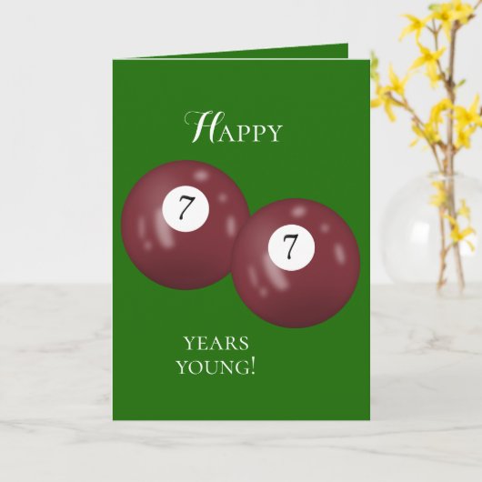 Billiard Balls 77. Geburtstag Karte (Gelbe Blume)