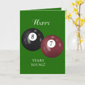 Billiard Balls 87. Geburtstag Karte (Gelbe Blume)