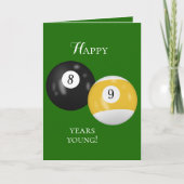 Billiard Balls 89. Geburtstag Karte (Vorderseite)