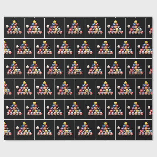 Billiard Balls auf schwarz Geschenkpapier (Flach)