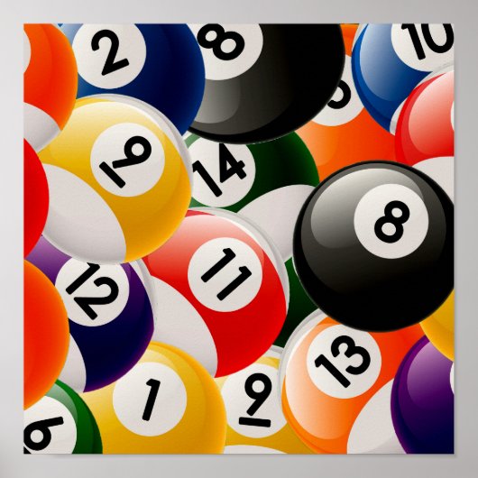 Billiard Balls Collage Poster (Vorne)