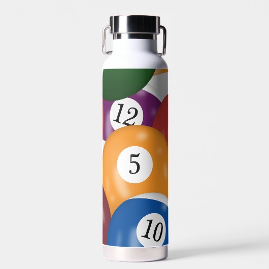 Billiard Balls Hintergrund Trinkflasche (Vorne)