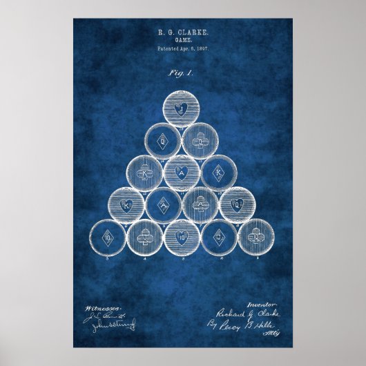 Billiard Balls Patent Art #1 Pool Room Decke Poster (Vorne)