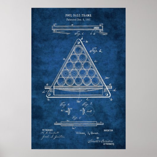 Billiard Balls Patent Art #3 Pool Room Decke Poster (Vorne)