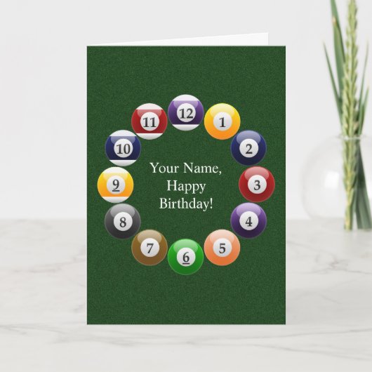 Billiard Balls Shiny farbenfroher Pool Snooker Spo Karte (Vorderseite)