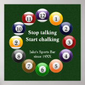 Billiard Balls Shiny farbenfroher Pool Snooker Spo Poster (Vorne)