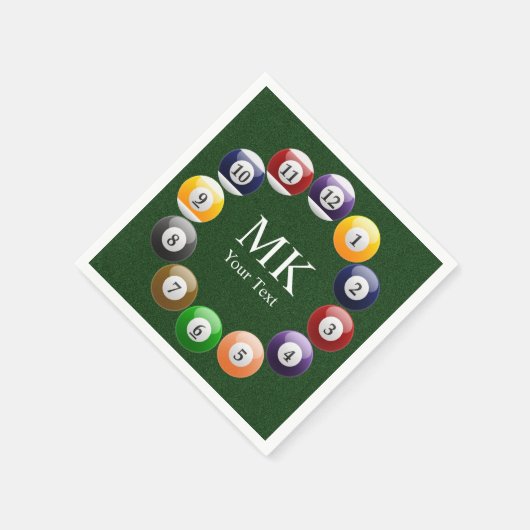 Billiard Balls Shiny farbenfroher Pool Snooker Spo Serviette (Ecke)
