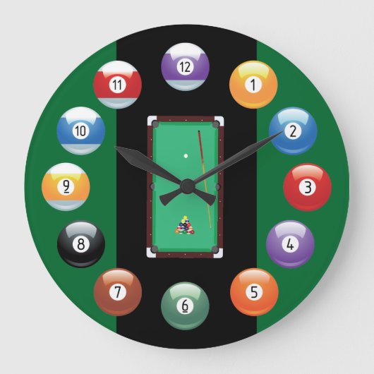 Billiard Balls Wall Clock Große Wanduhr (Vorderseite)