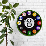 Billiard Balls Wall Clock Große Wanduhr<br><div class="desc">Freuen Sie sich auf individuelle Wanduhr für Billardkugeln - perfekt für Spiel,  Familie oder Rec-Raum oder für den Billardspieler!</div>