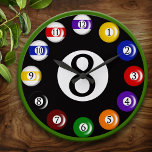 Billiard Balls Wall Clock Große Wanduhr<br><div class="desc">Freuen Sie sich auf individuelle Wanduhr für Billardkugeln - perfekt für Spiel,  Familie oder Rec-Raum oder für den Billardspieler!</div>
