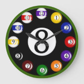 Billiard Balls Wall Clock Große Wanduhr (Vorderseite)