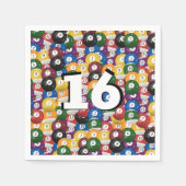 Billiard Balls zum 16. Geburtstag Serviette (Vorderseite)