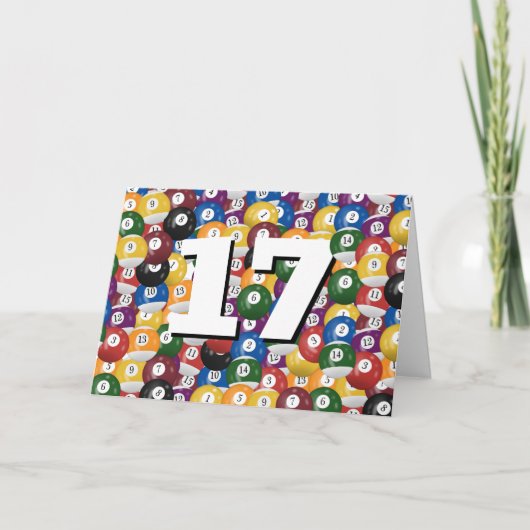 Billiard Balls zum 17. Geburtstag Karte (Vorderseite)