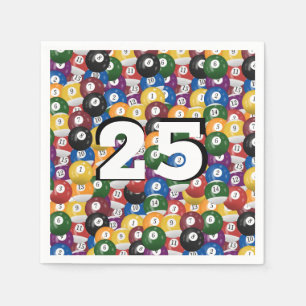 Billiard Balls zum 25. Geburtstag Serviette