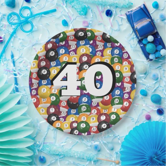 Billiard Balls zum 40. Geburtstag Pappteller (Party)