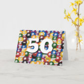 Billiard Balls zum 50. Geburtstag Karte (Gelbe Blume)
