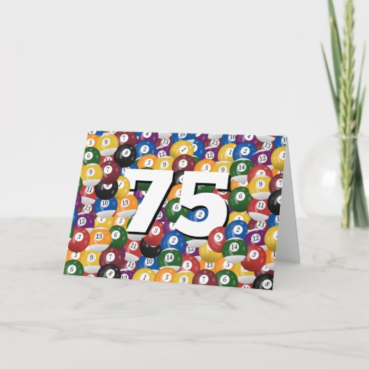 Billiard Balls zum 75. Geburtstag Karte (Vorderseite)