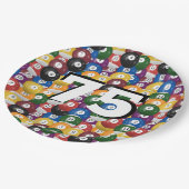 Billiard Balls zum 75. Geburtstag Pappteller (Schrägansicht)
