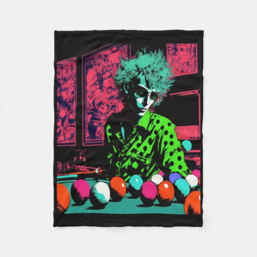 Billiard Billard Fans Retro Pop Art Billard Fleecedecke (Vorderseite)