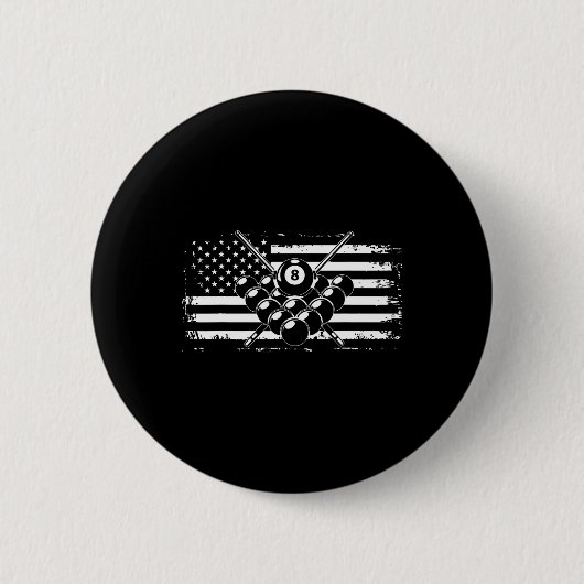Billiard Billiards American Flag Geschenk Button (Vorderseite)