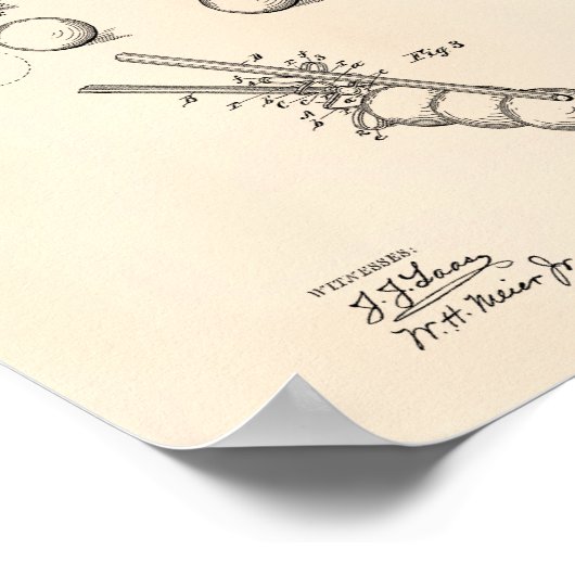 Billiard Bridge 1908 Patent Art - Old Peper Poster (Ecke)