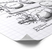 Billiard Bridge 1910 Patent Art - Lined Peper Poster (Ecke)