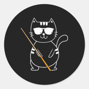 Billiard Cat - Billiard Player Billard 8-Ball Pool Runder Aufkleber