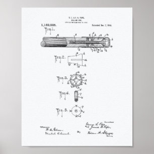 Billiard Cue 1915 Patentart - Weißbuch Poster