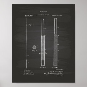 Billiard Cue 1919 Patentart - Tafel Poster