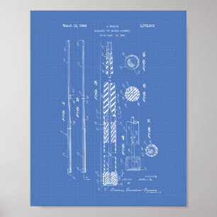 Billiard Cue Handle 1968 Patentart - Blueprint Poster