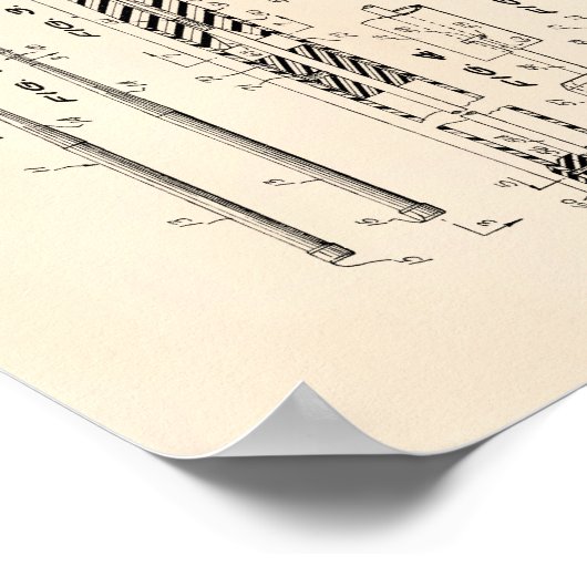 Billiard Cue Handle 1968 Patentkunst - Old Peper Poster (Ecke)