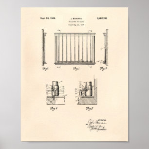 Billiard Cue Lock 1949 Patent Art - Old Peper Poster