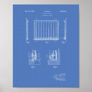 Billiard Cue Lock 1949 Patent Kunst - Blaupause Poster