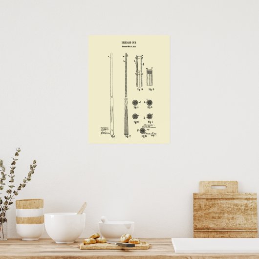 Billiard Cue Patent Wand art Print #4 Poster (Küche)