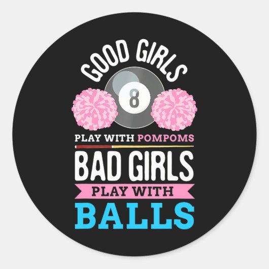 Billiard Cue Sport Game Pool Balls Billiard Runder Aufkleber (Vorderseite)