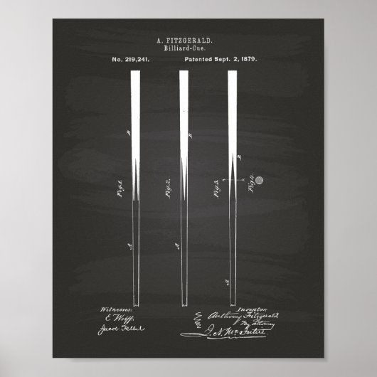 Billiard Cues 1879 Art - Chalkboard Poster (Vorne)