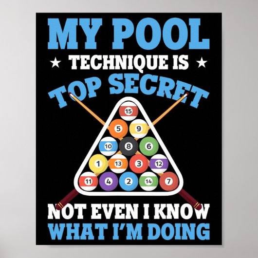 Billiard Funny Pool Player Meine Schwimmbadtechnik Poster (Vorne)