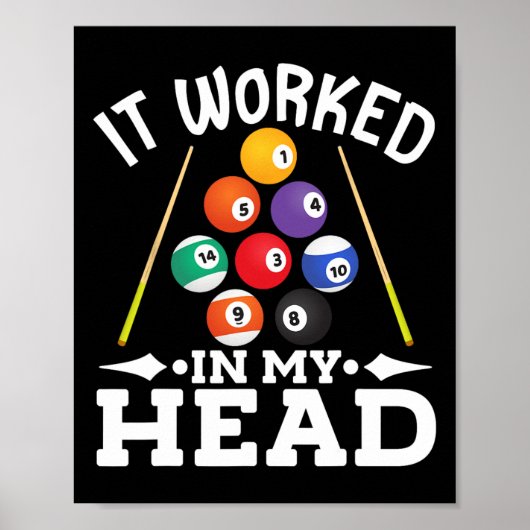 Billiard hat in meinem Kopf Pool Billiards Playe f Poster (Vorne)